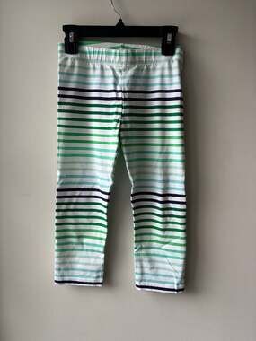 Primary Kids Multi-Stripe Capri Leggings in Green and Blue Size 8